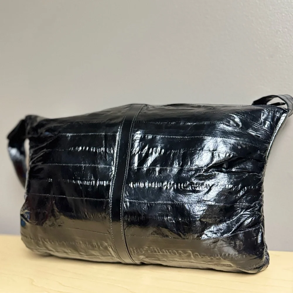 Vintage Genuine Eel Skin Puffer Shoulder Bag Clutch - Picture 5 of 16